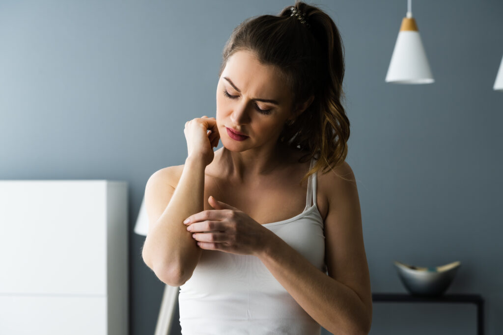 Woman Scratching Itching Body Skin