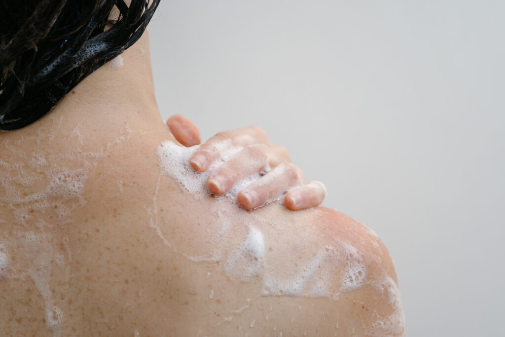 woman from the back in shower